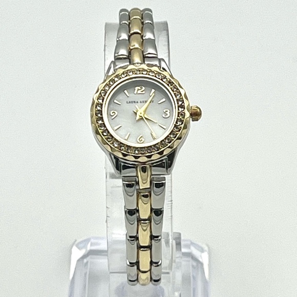 Laura Ashley Round Crystal Bezel  Silver and Gold Ladies Watch Working - Picture 9 of 9